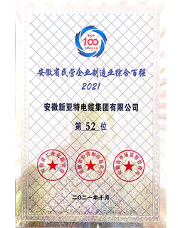2021年安徽省制造業(yè)綜合百強企業(yè)獎牌